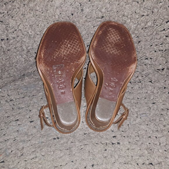 TORY BURCH-Gabrielle-Brown Leather-CrissCross Strap Wedge Sandals-Sz 7-Excellent - Picture 8 of 8